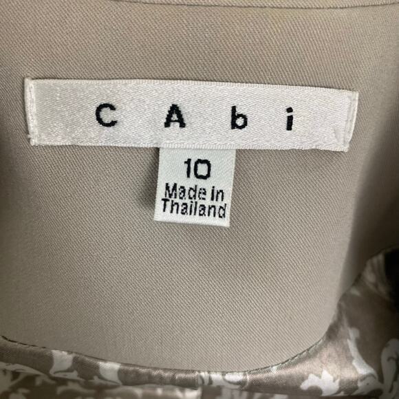 CAbi Size 10 Mist Grey Stitched Paisley Lined One Button Blazer Career Work - Picture 10 of 11